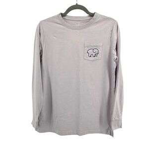 Ivory Ella Long Sleeve T-Shirt Women Small Lavender‎ Gray Elephant Pocket Tee